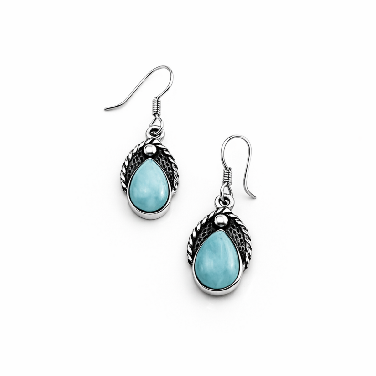 Braided Drop Dangle Earrings Larimar