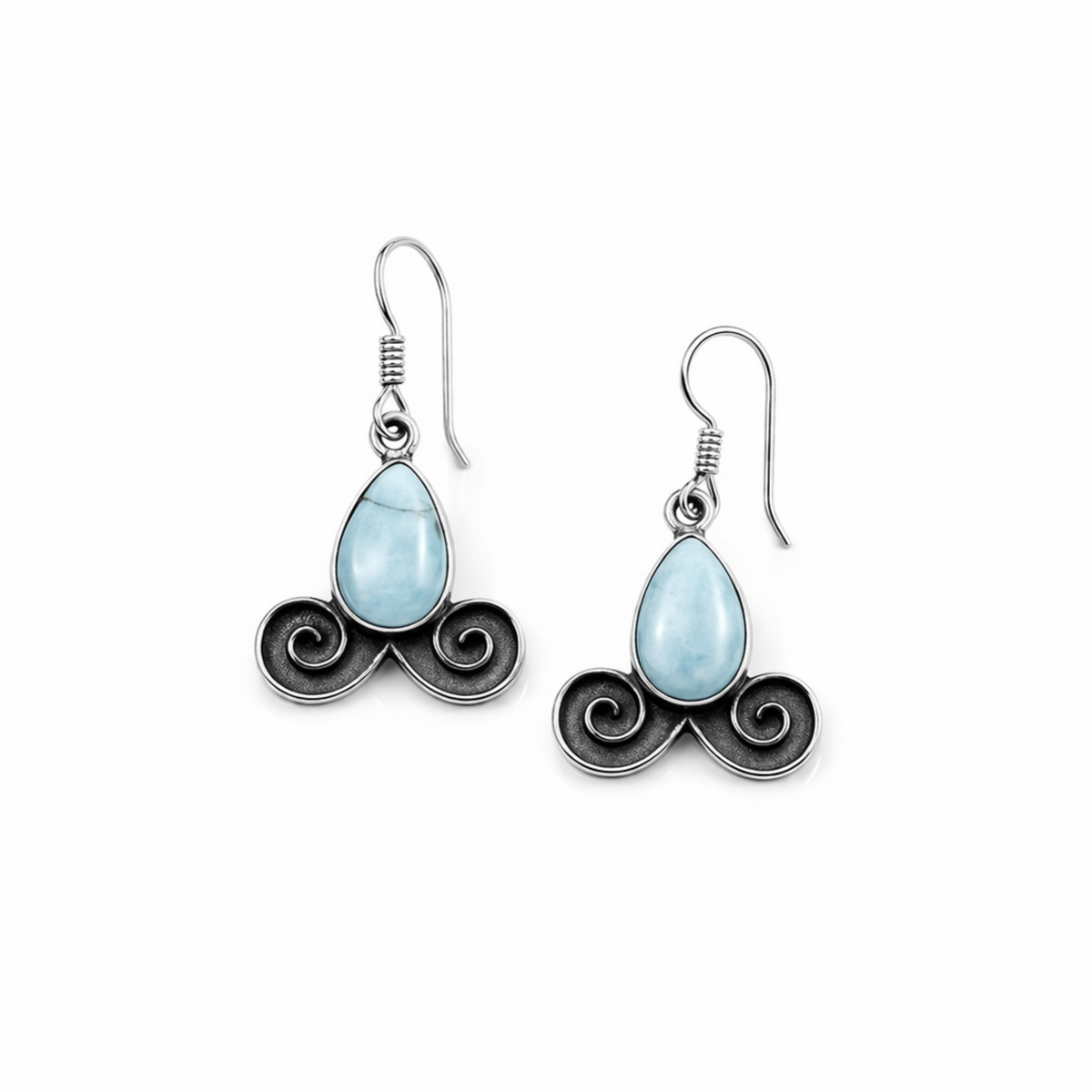 Olas Gemelas Drop Earrings with Larimar