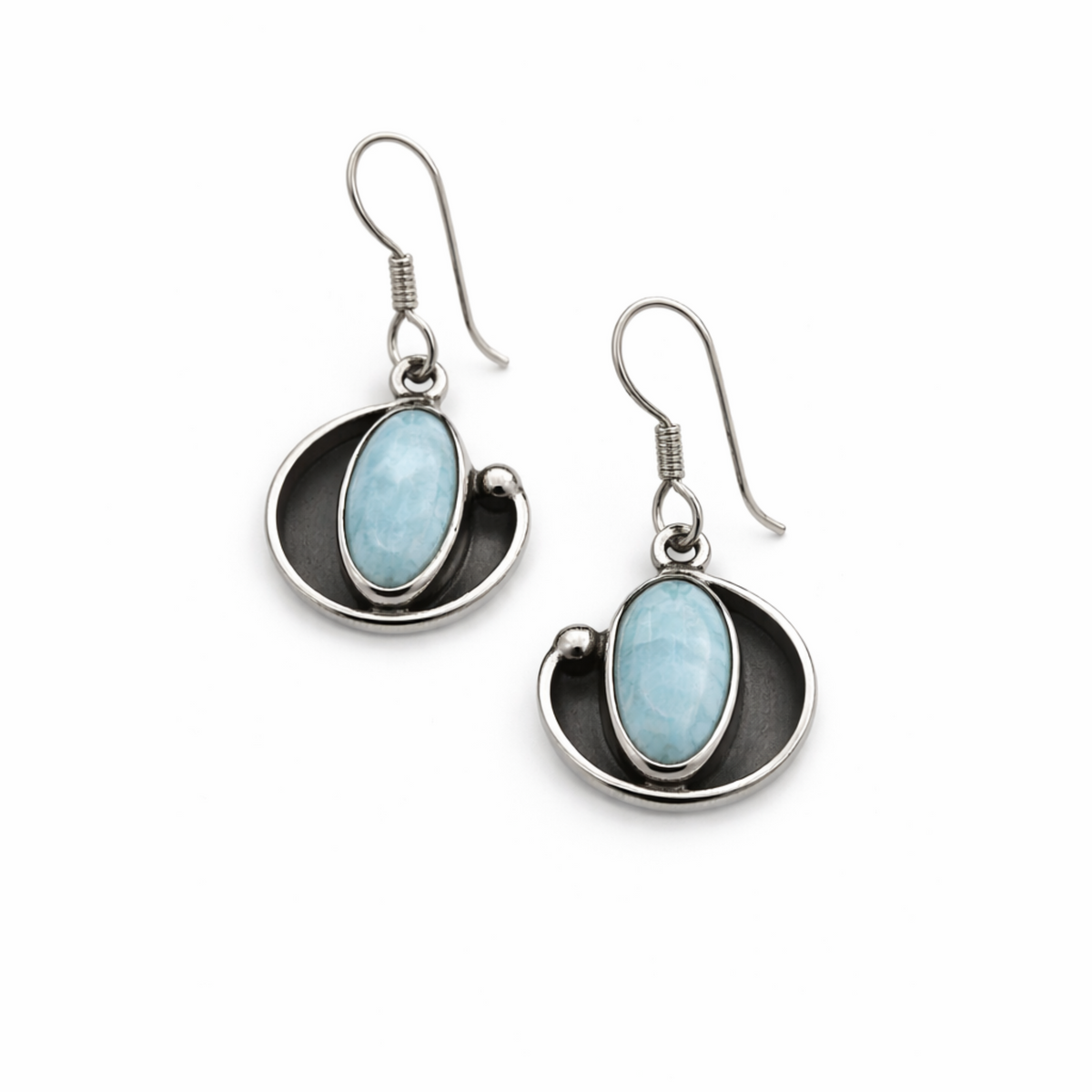 Orbita Marina Dangle Earrings with Larimar Stones