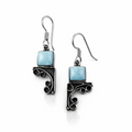Caribbean Corner Drop Earrings with Larimar Stones