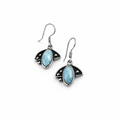 Dangle earrings in the shape of a flight, made of larimar stone.