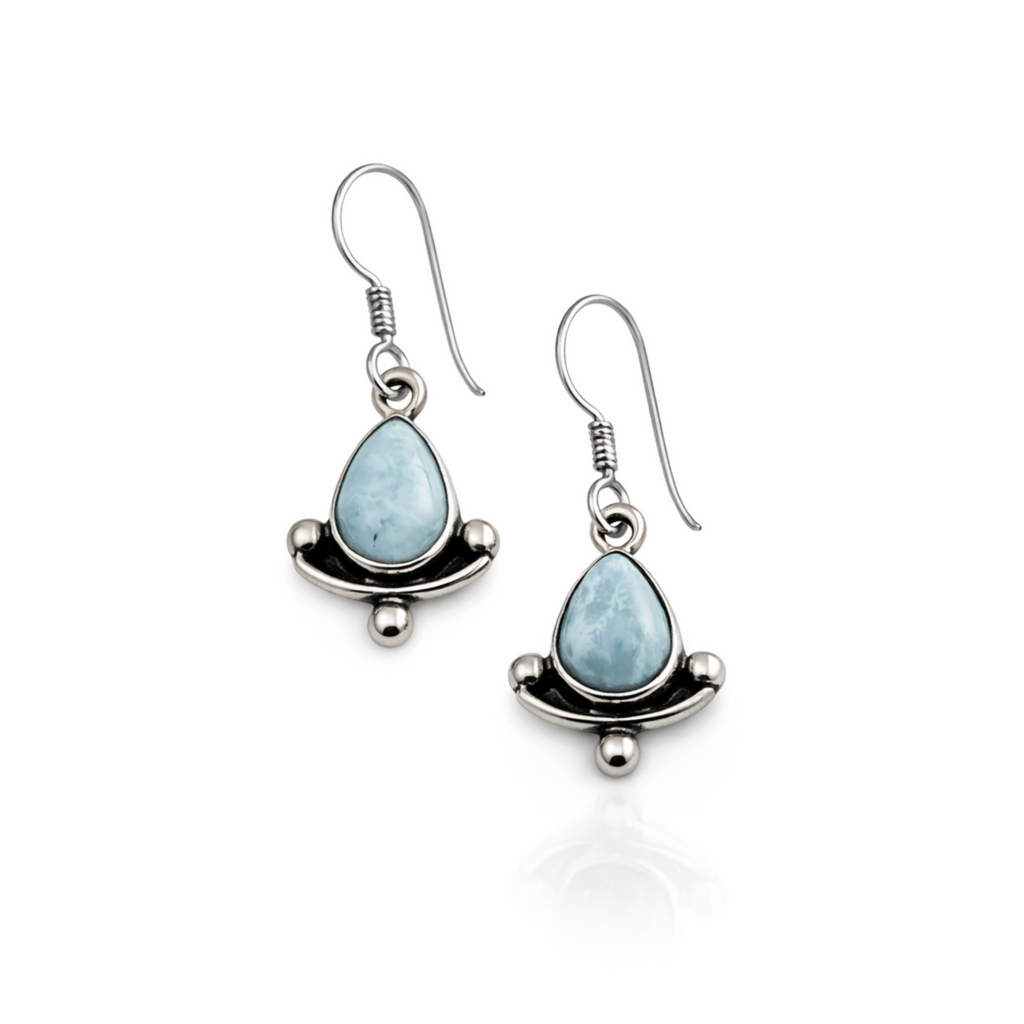 Balanza Marina Drop Earrings with Larimar