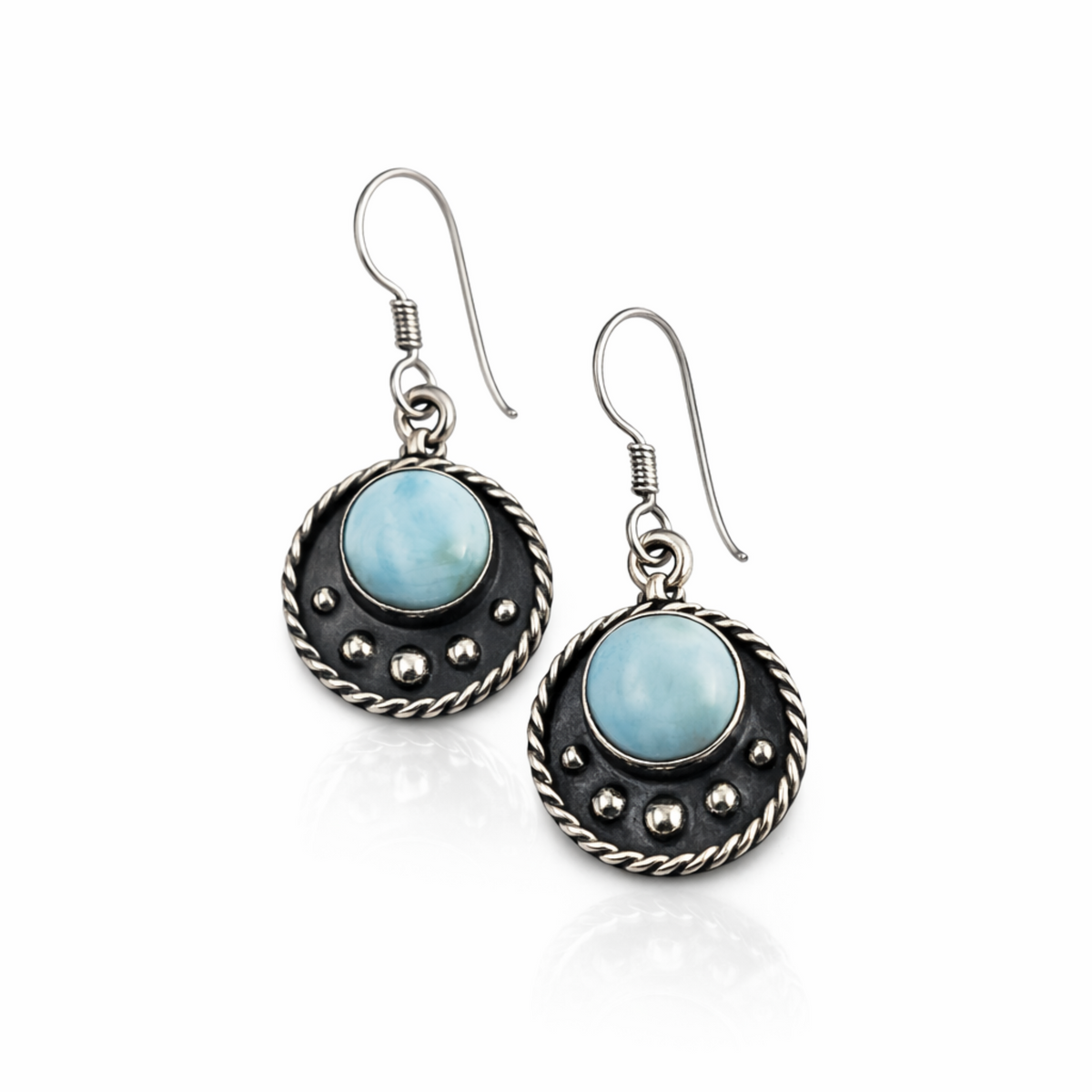 Circulo del Mar Drop Earrings with Larimar