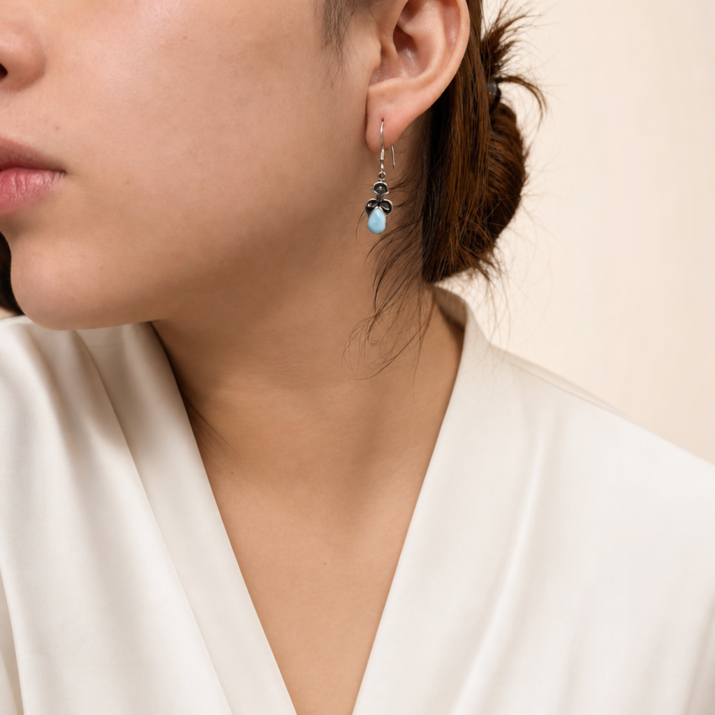 Imperial dangle earrings with larimar stone