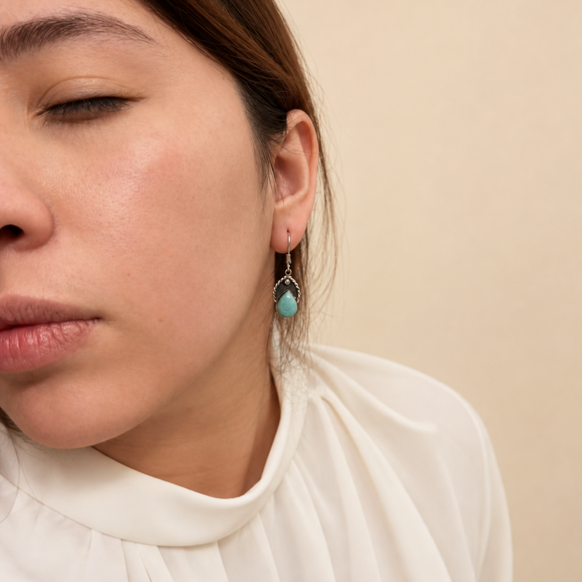 Braided Drop Dangle Earrings Larimar