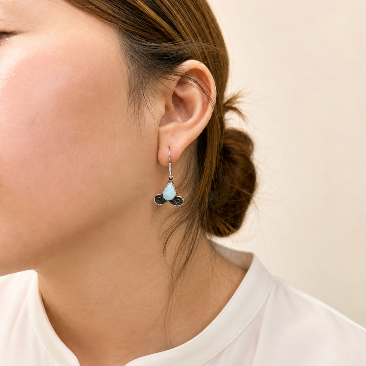 Olas Gemelas Drop Earrings with Larimar