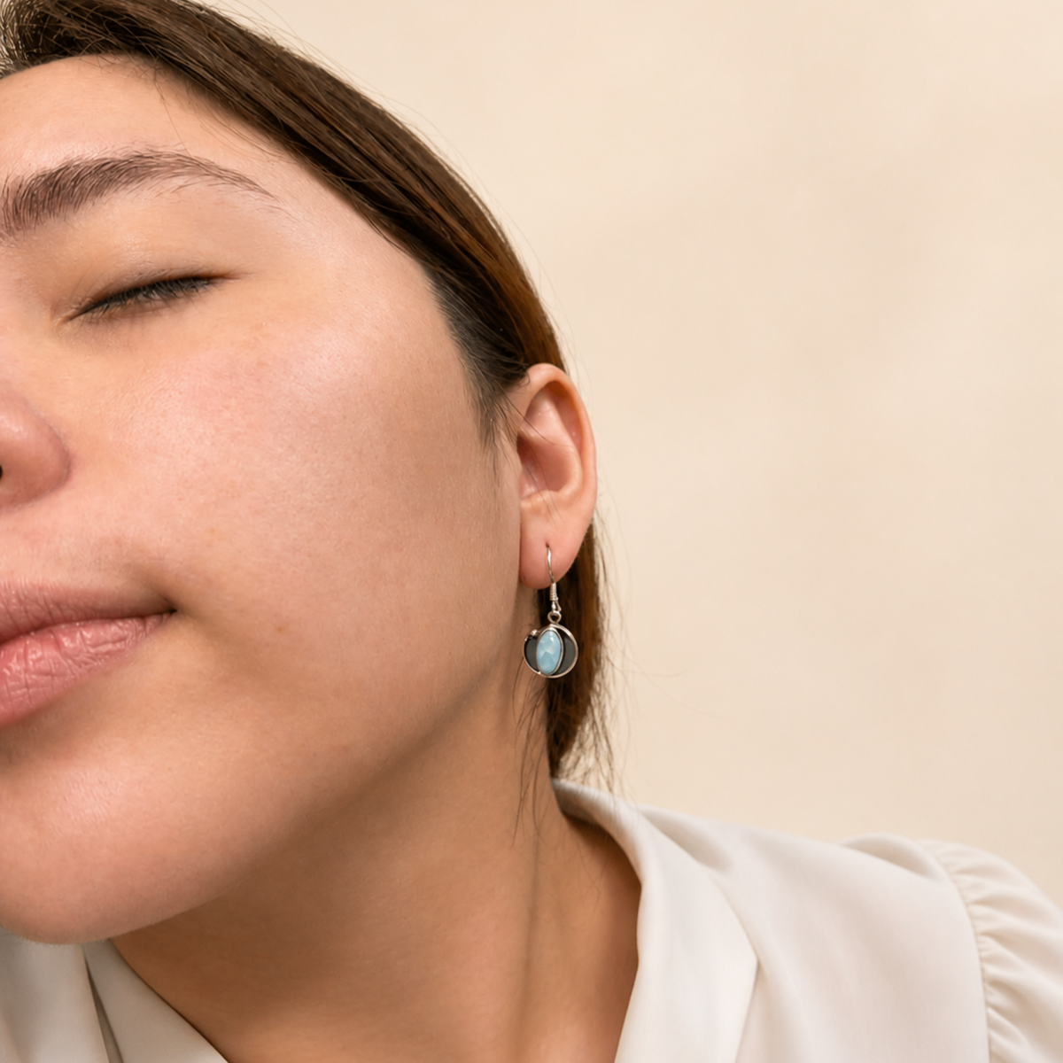 Orbita Marina Dangle Earrings with Larimar Stones