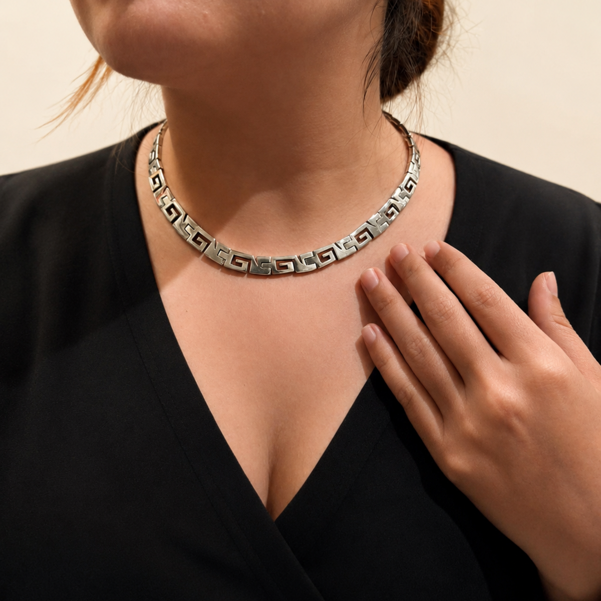 Greca Puuc Necklace in Fine Silver
