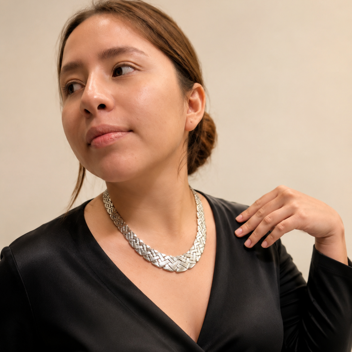 Trenzado Prehispánico Necklace in Fine Silver