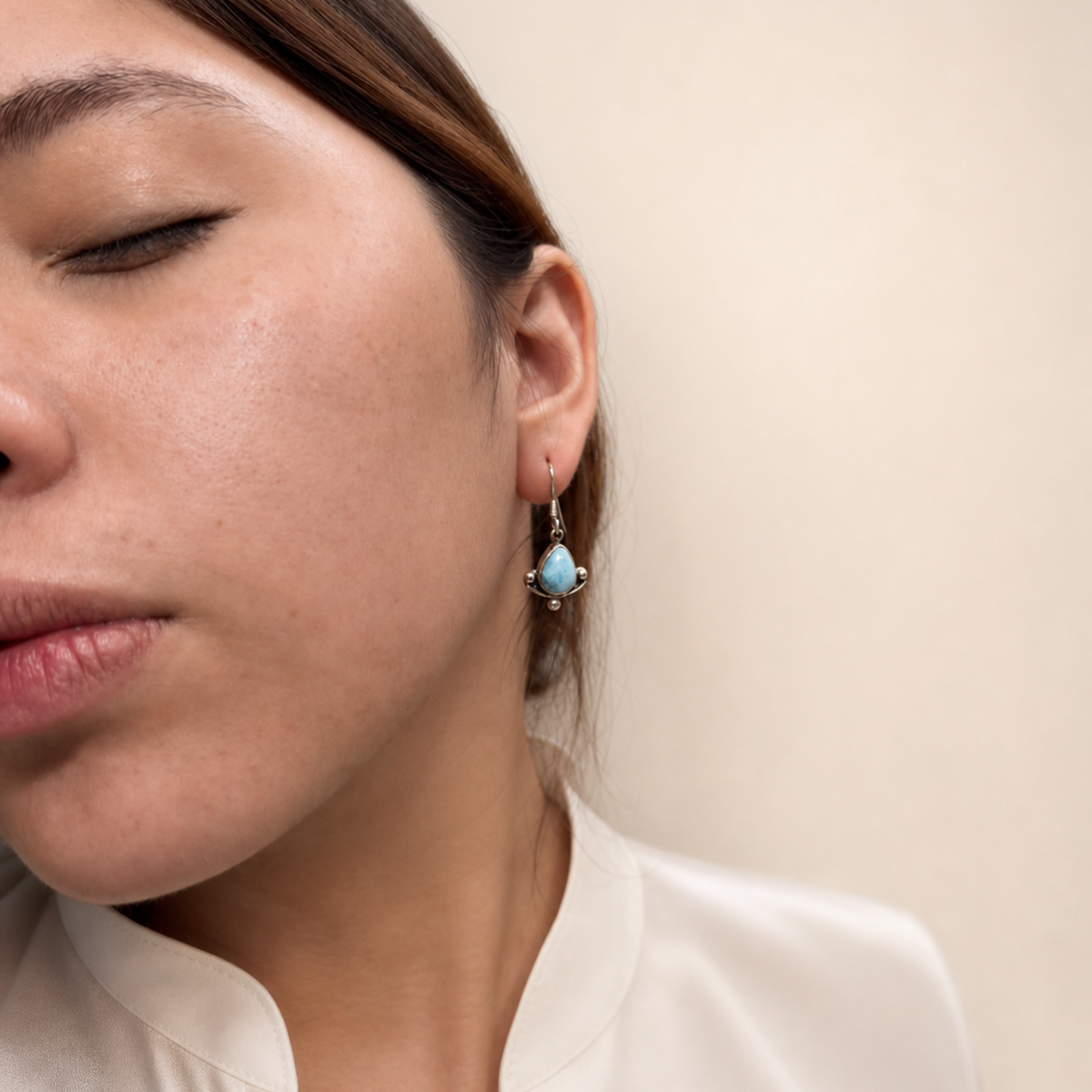 Balanza Marina Drop Earrings with Larimar